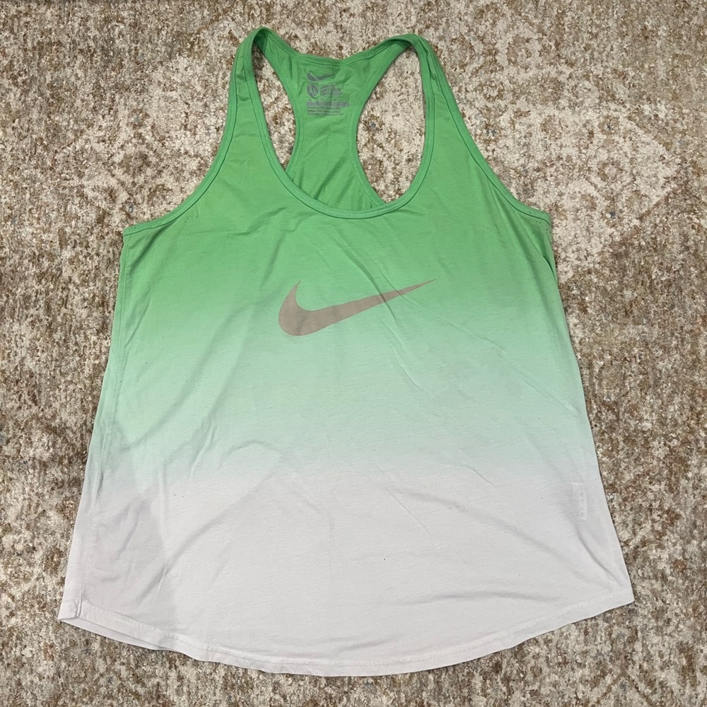 Nike Women's Green to White Gradient Tank Top